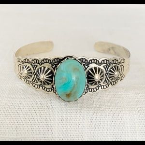 Vintage sterling silver etched SW style motifs